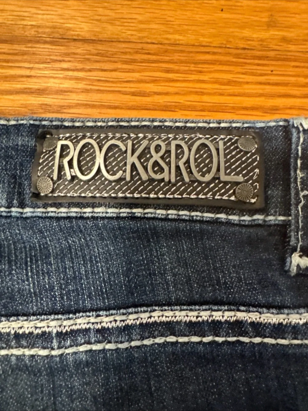 Rock & Roll Cowgirl Riding Jeans Womens Mid Rise Bootcut Dark Stone Wash Sz 28 - Picture 13 of 13
